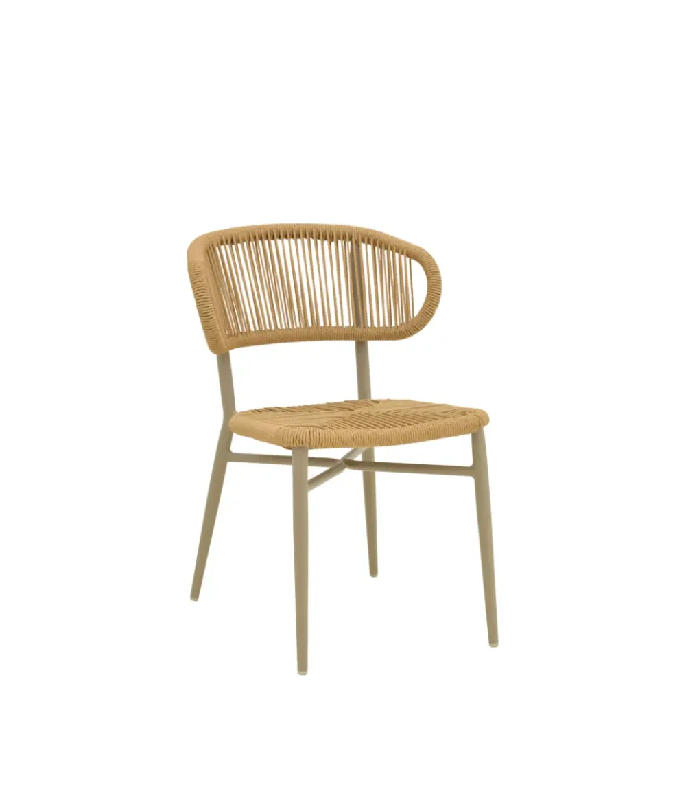 Καρέκλα Αλουμινίου Rattan χρώμα καφέ