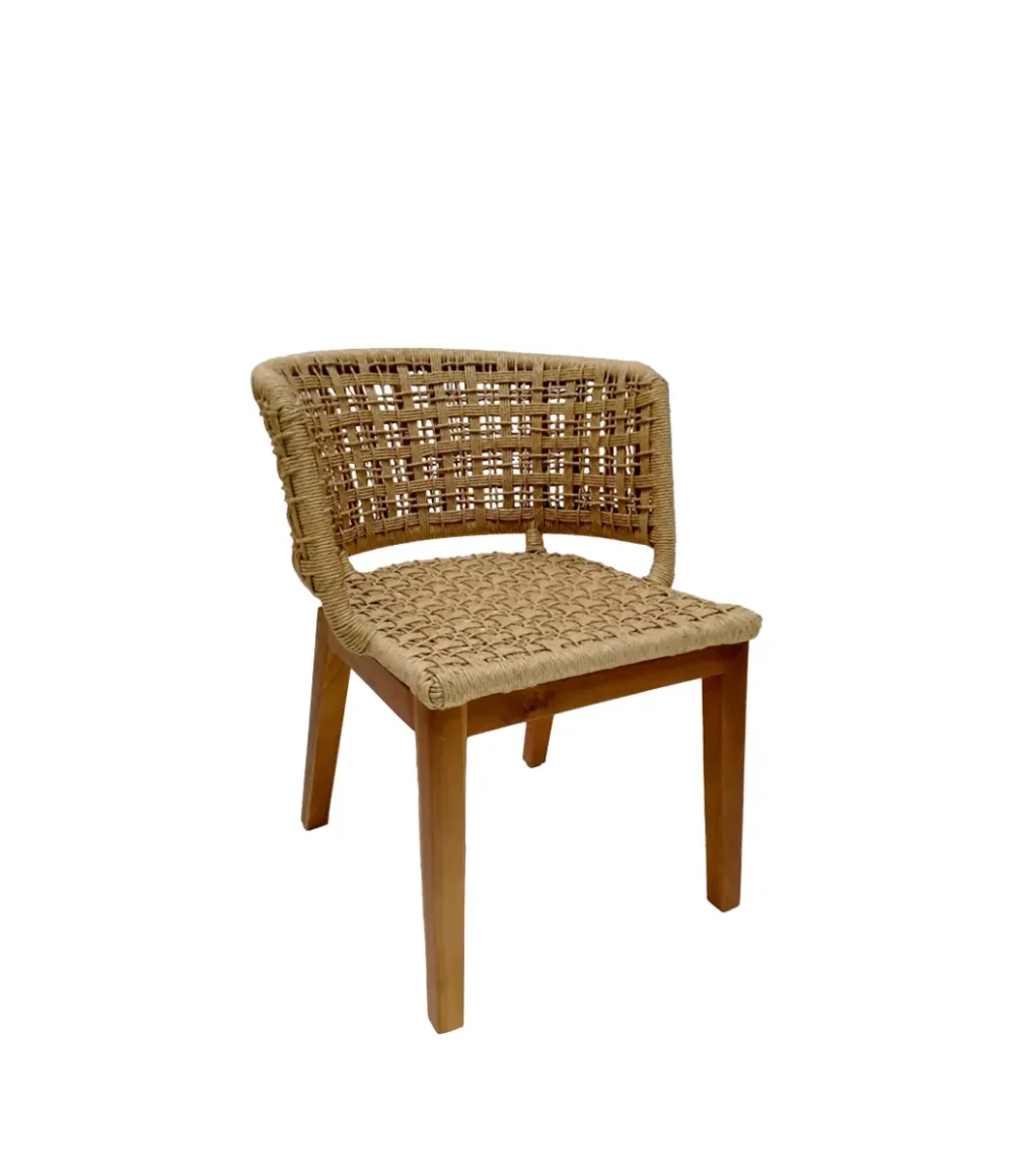 Καρέκλα απο teak ξύλο-σχοινί σε φυσική απόχρωση.
