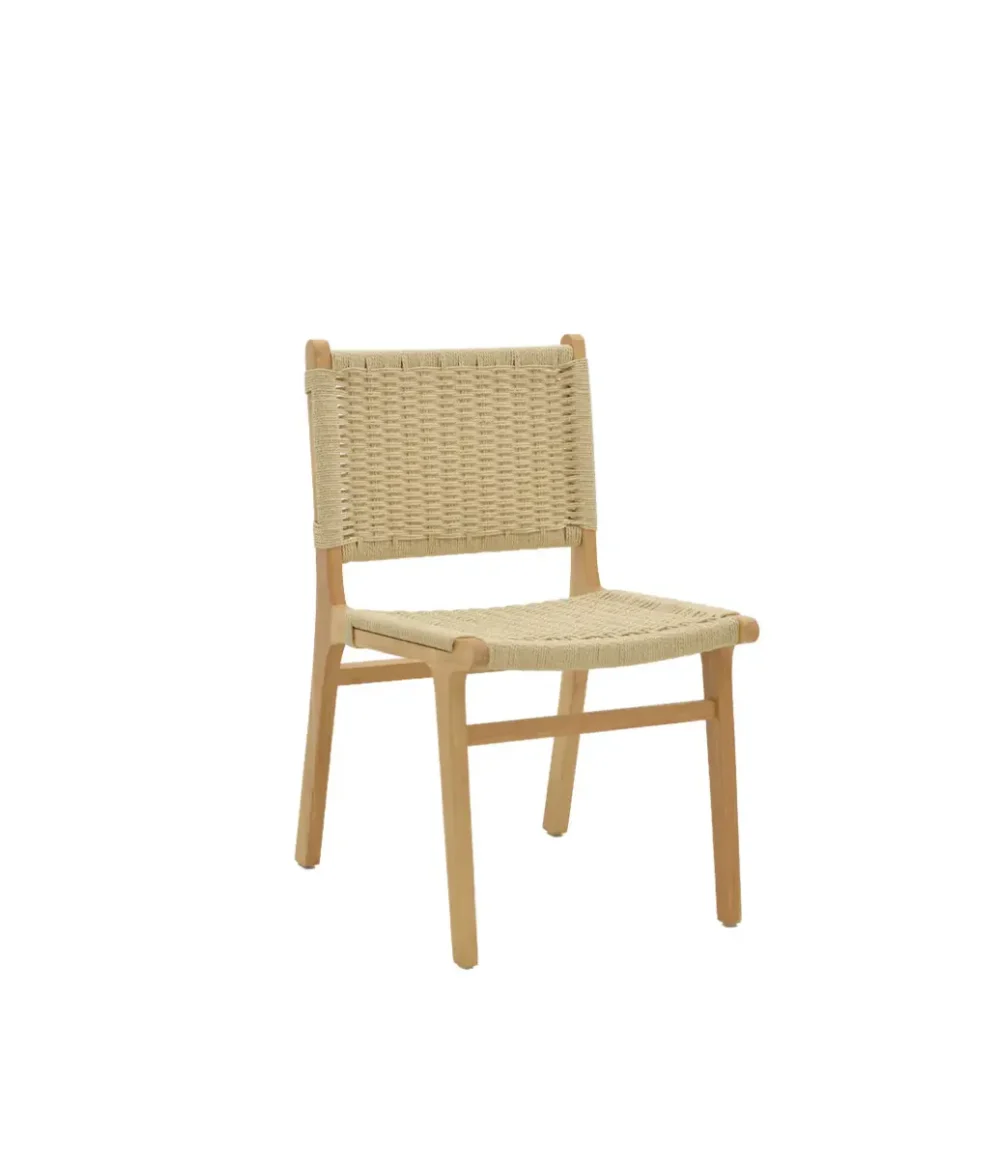 Καρέκλα καουτσούκ (rubberwood) φυσικό-έδρα φυσικό σχοινί.