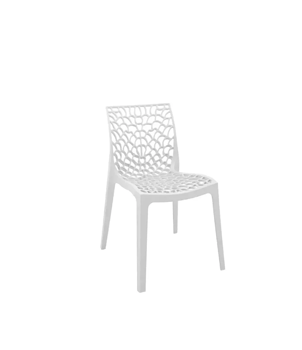 Καρέκλα στοιβαζόμενη pp σε λευκή-μαύρη-ανθρακί-μπλε απόχρωση.