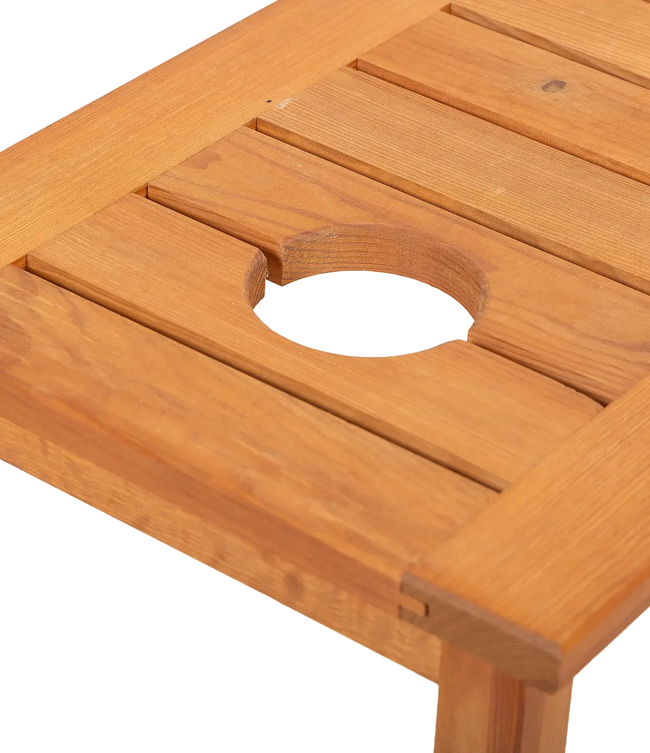 Τραπεζάκι ξύλινο παραλίας με τρύπα για ομπρέλα, για beach bar και ξενοδοχεία